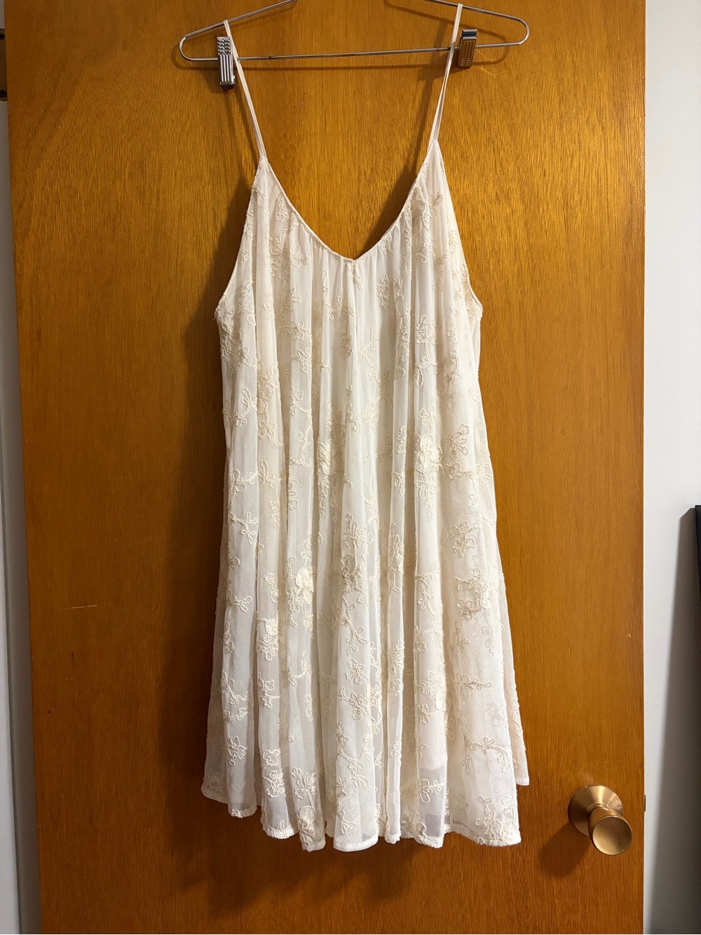 Zara Cream Lace Dress with Spaghetti Straps